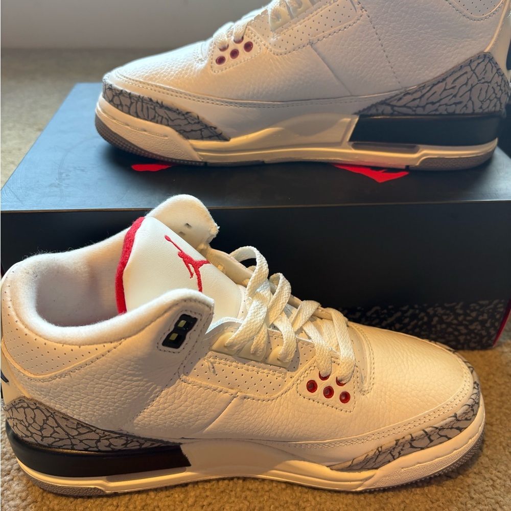 Air Jordan Retro 3 White and Red Sneakers